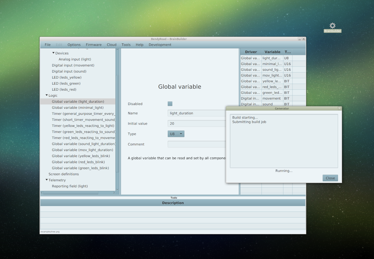 Desktop with Bendyroad tree example