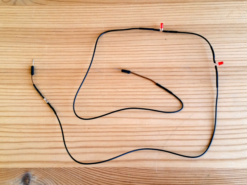 Materials used for festive tree lighting example - assembled LED string
