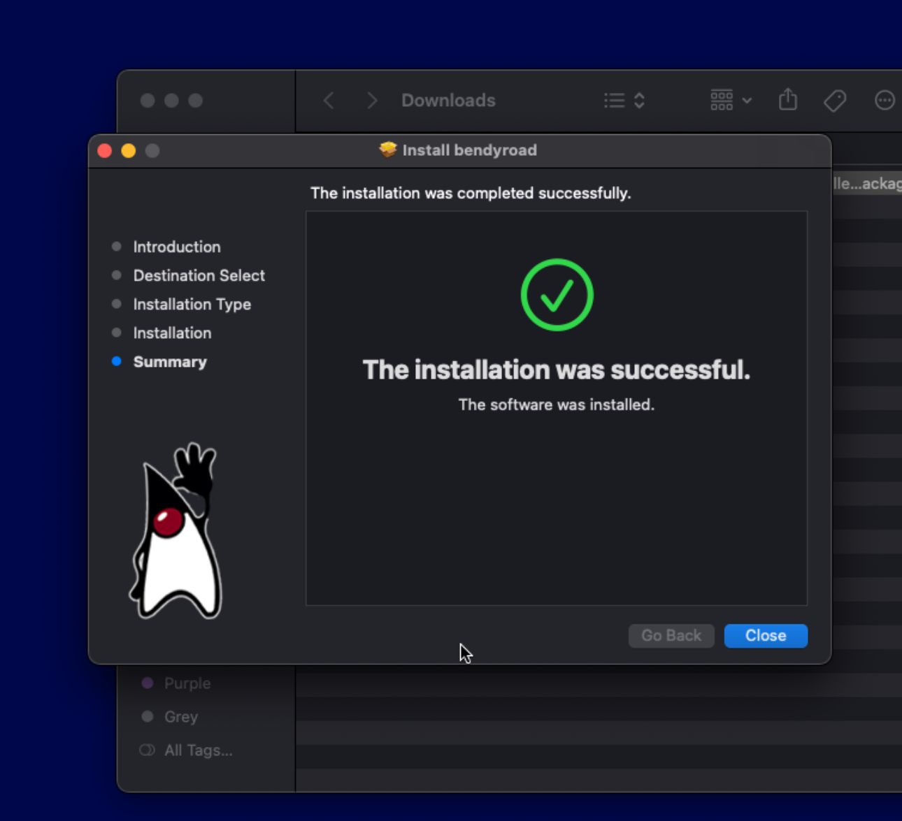 The installation was succesful.