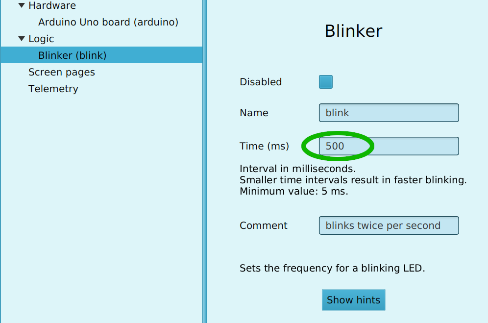 Change blink freq