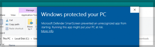 Unnecessary Windows warning, More Info